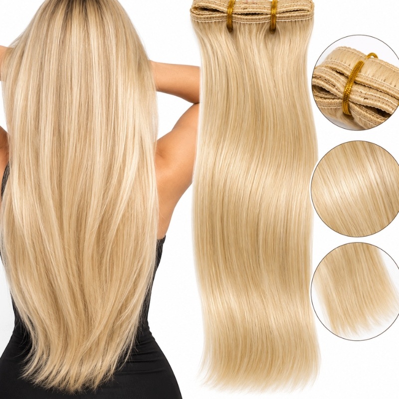Włosy naturalne doczepiane Weft blond 20 cali 120 g proste 120g