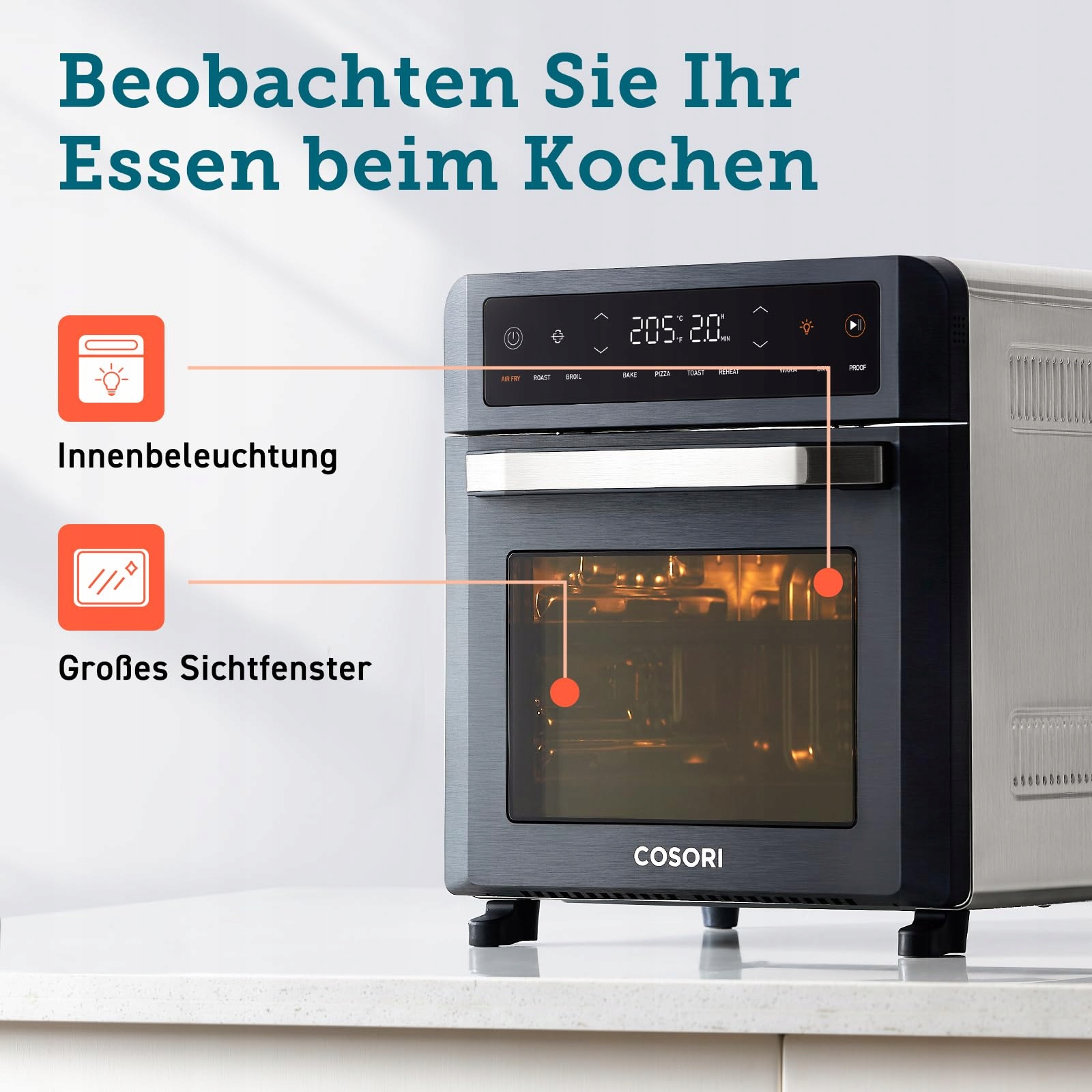 COSORI Frytkownica Beztłuszczowa 12L 11 Funkcji Suszenie Pieczenie Okno XXL — miniatura 6