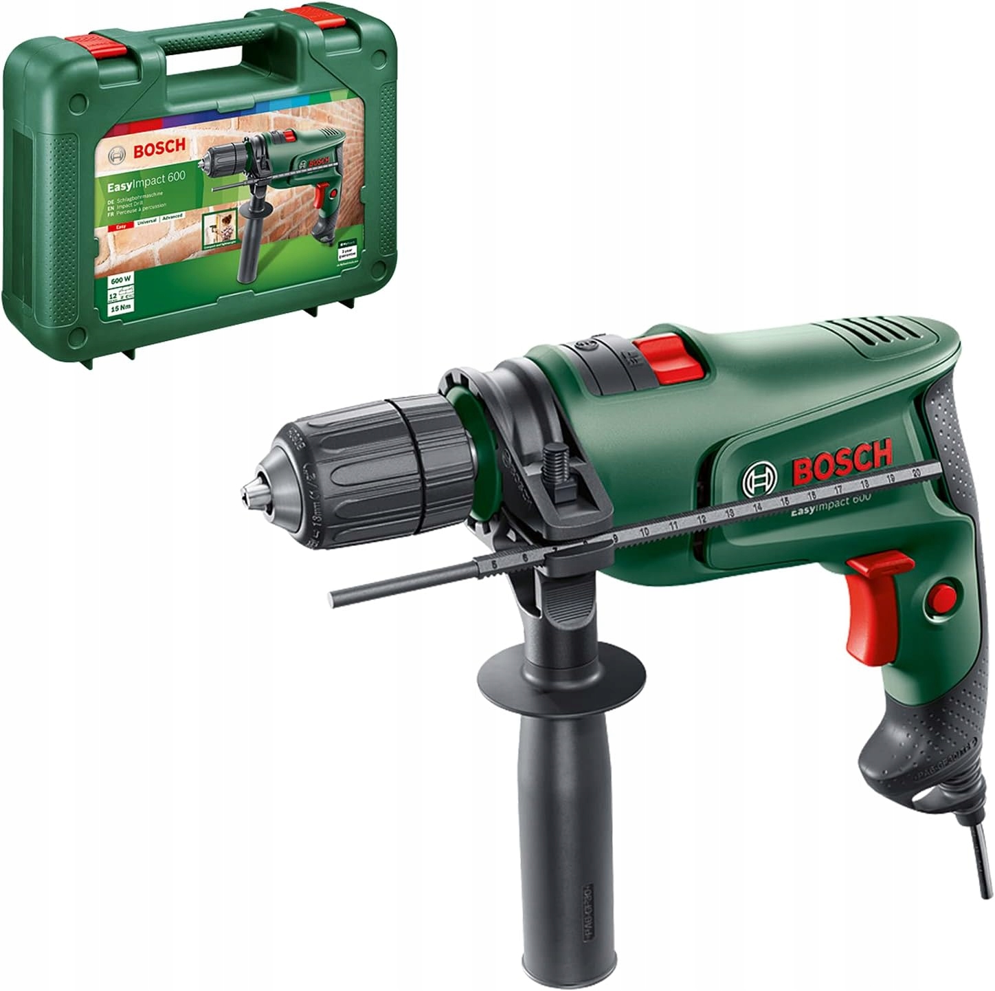 Příklepová vrtačka Bosch EasyImpact 600 W v přepravním kufříku