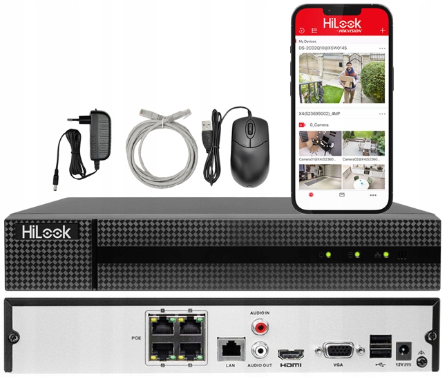 Ip monitorovací záznamník HiLook Hikvision 4 kanály pro 8Mpx NVR-4CH-5MP/4P