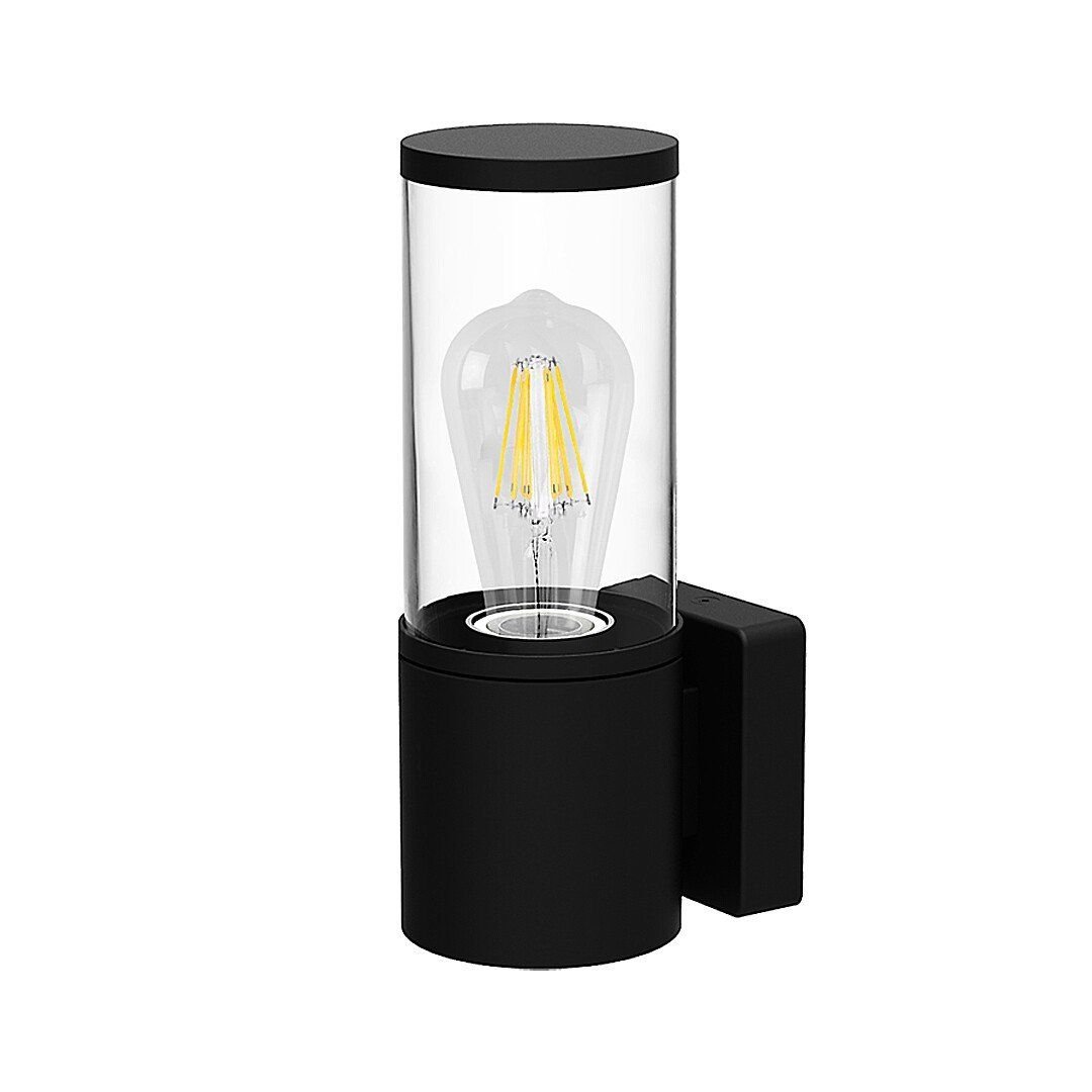 Černá minimalistická venkovní nástěnná lampa tuba