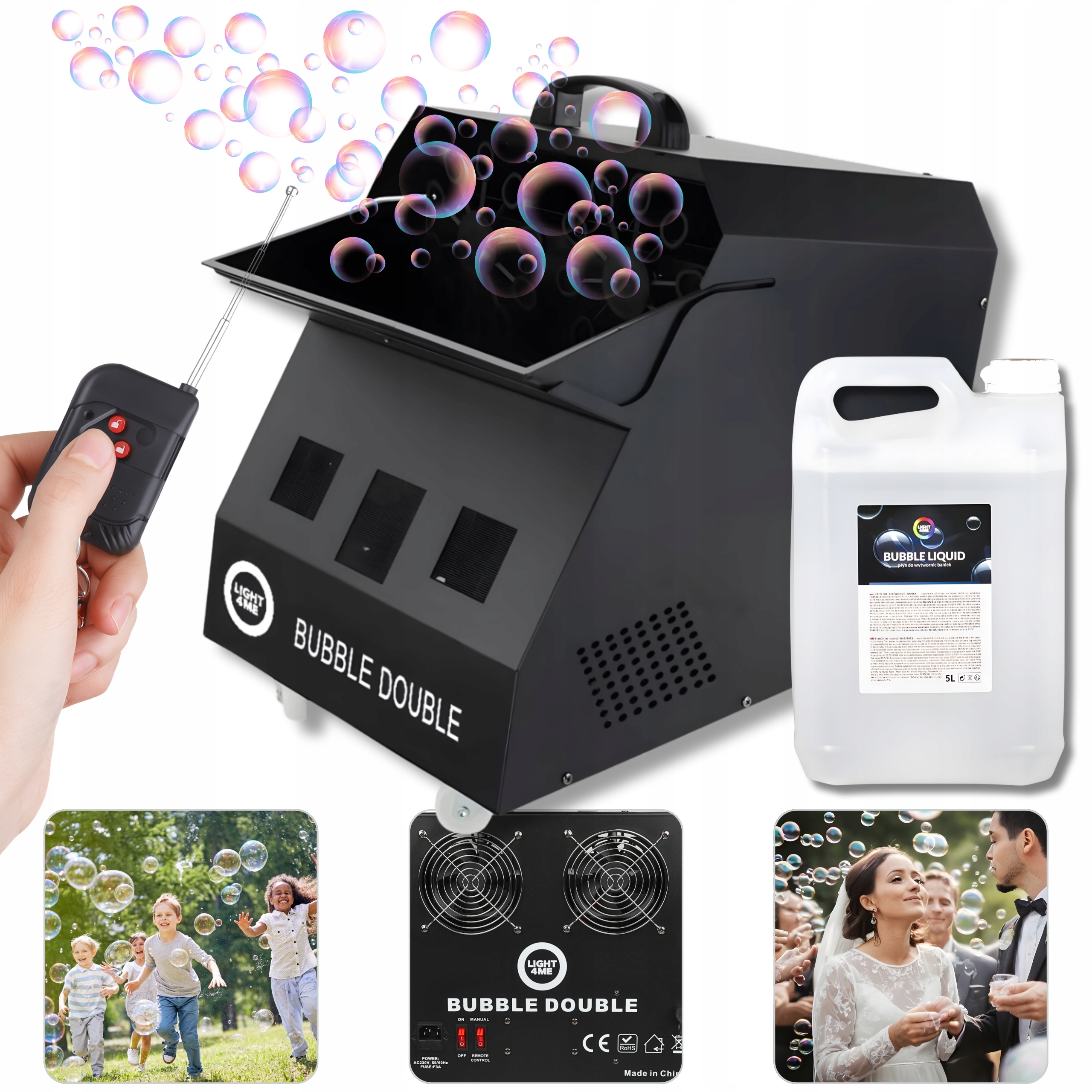 Velký Dvojitý Výrobník Stroj Na Bubliny Silný Velké Bubliny Dálkové Ovládání Tekutina