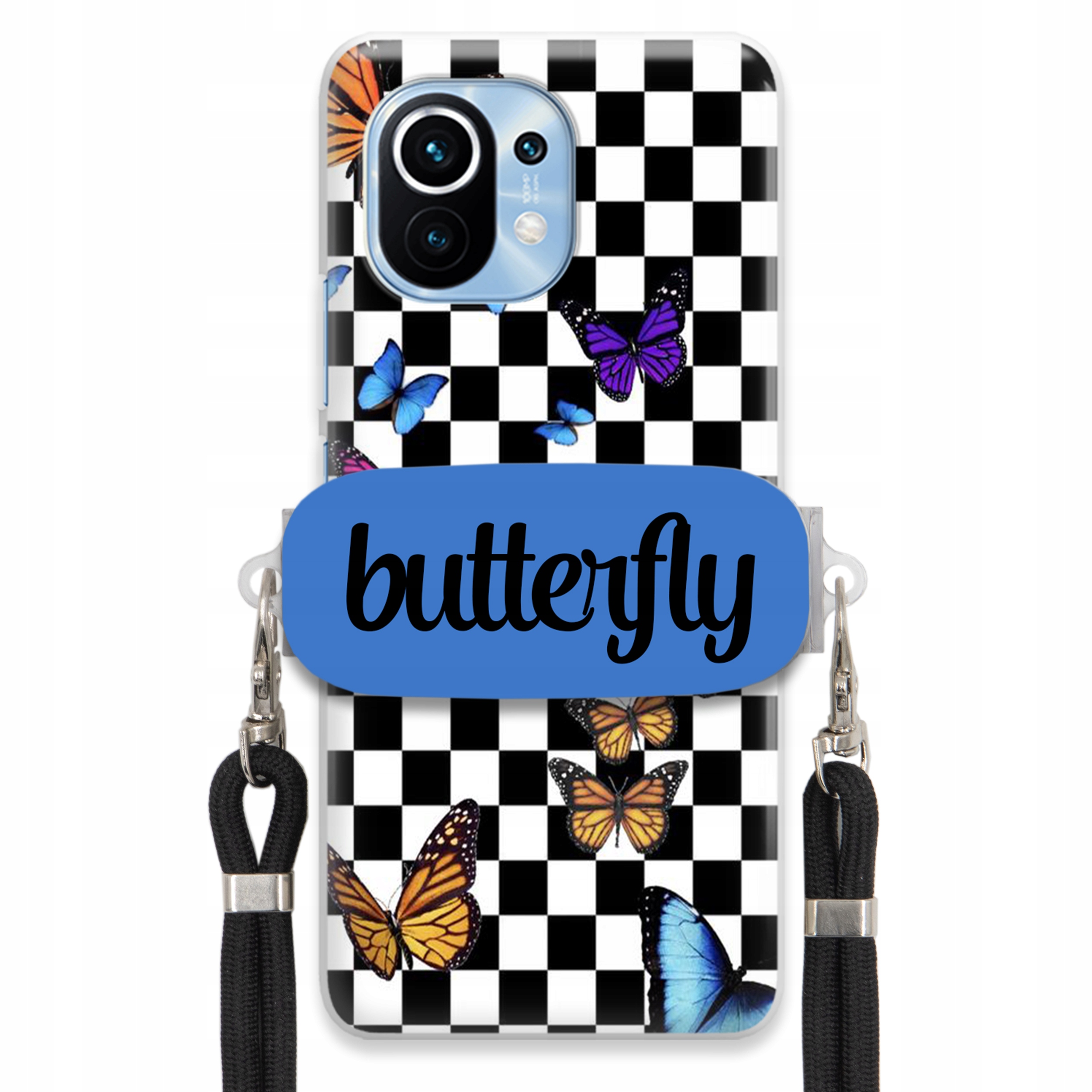Puzdro Pre Xiaomi Mi 11 Case Držiak Obdĺžnikový Čierny Vodítko Butterfly Motýle
