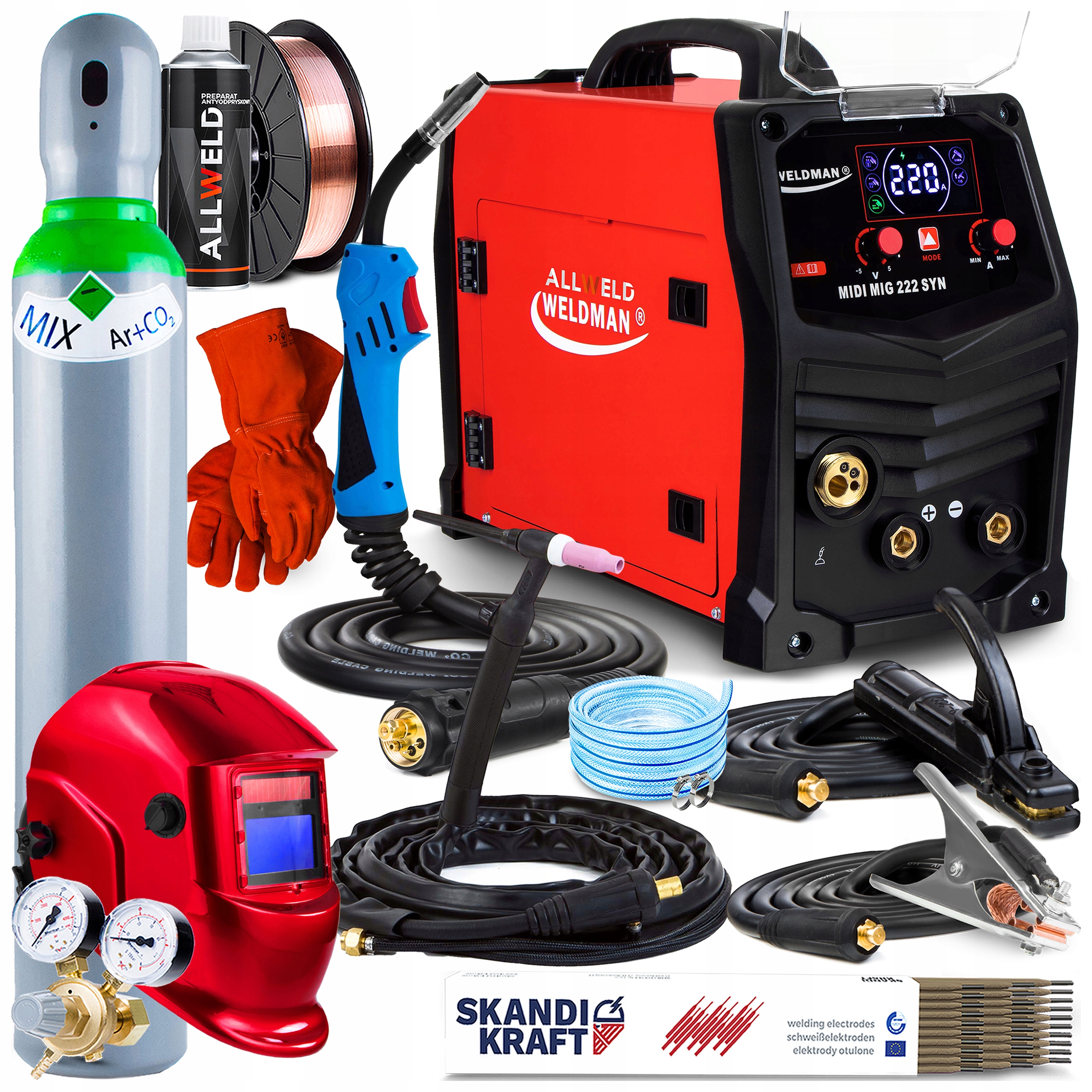 Poloautomatický Svařovací Stroj Weldman MIDI Mig 222 Syn Mma Tig 230V 220A Igbt Flux