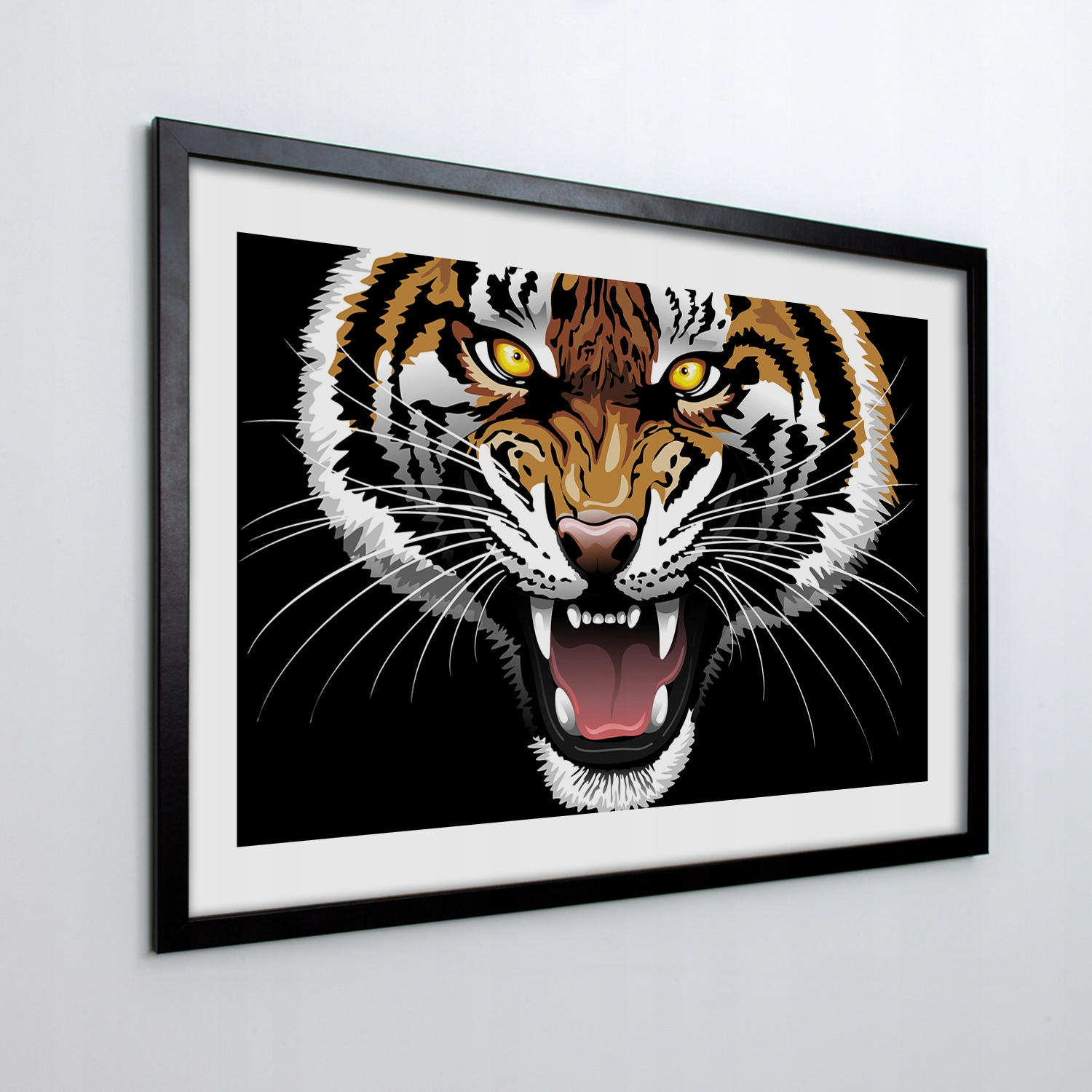 Nástenný obraz v ráme Tiger hlava grafika 100x70