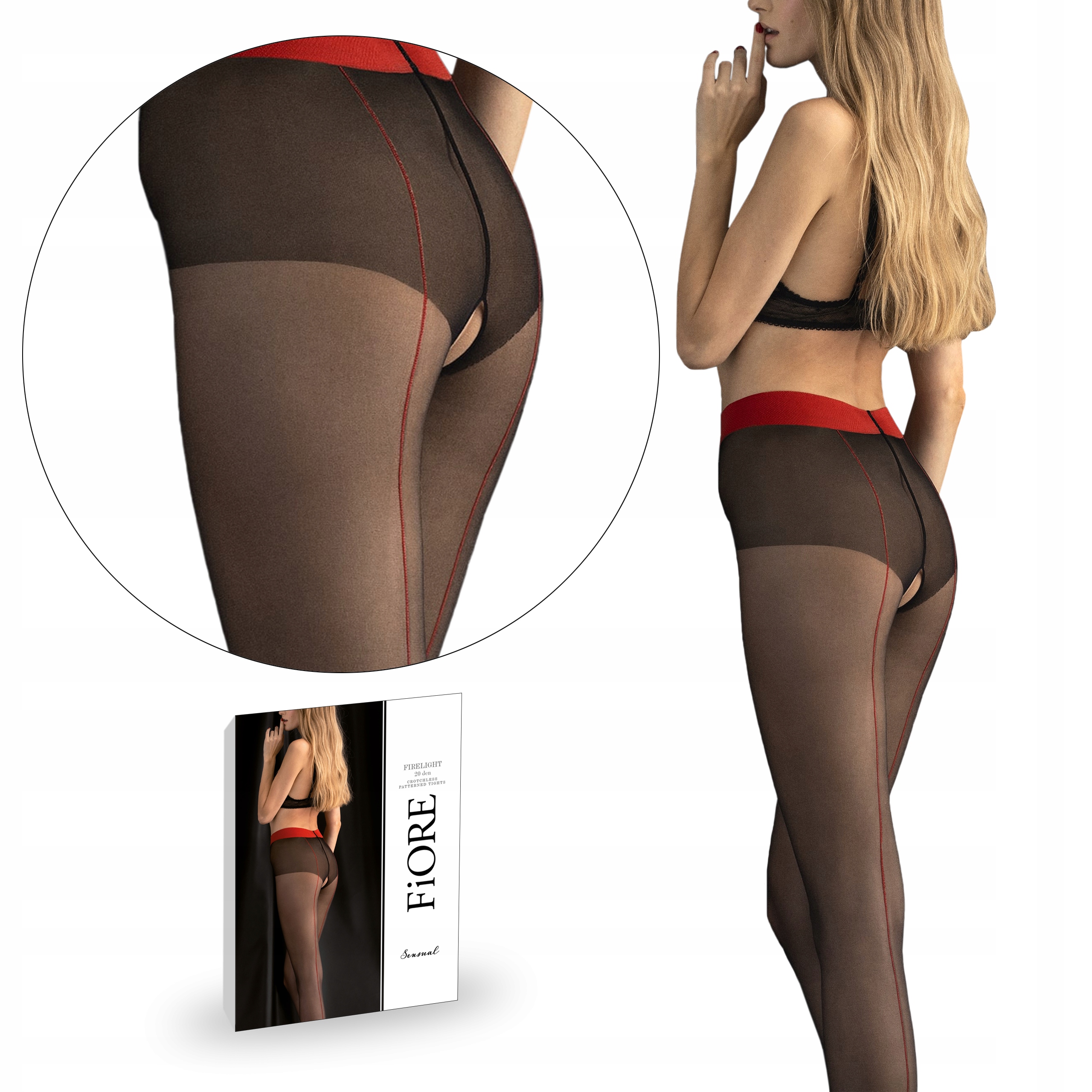 

Fiore Sexy Rajstopy Firelight 20 den Black/Red 3-M