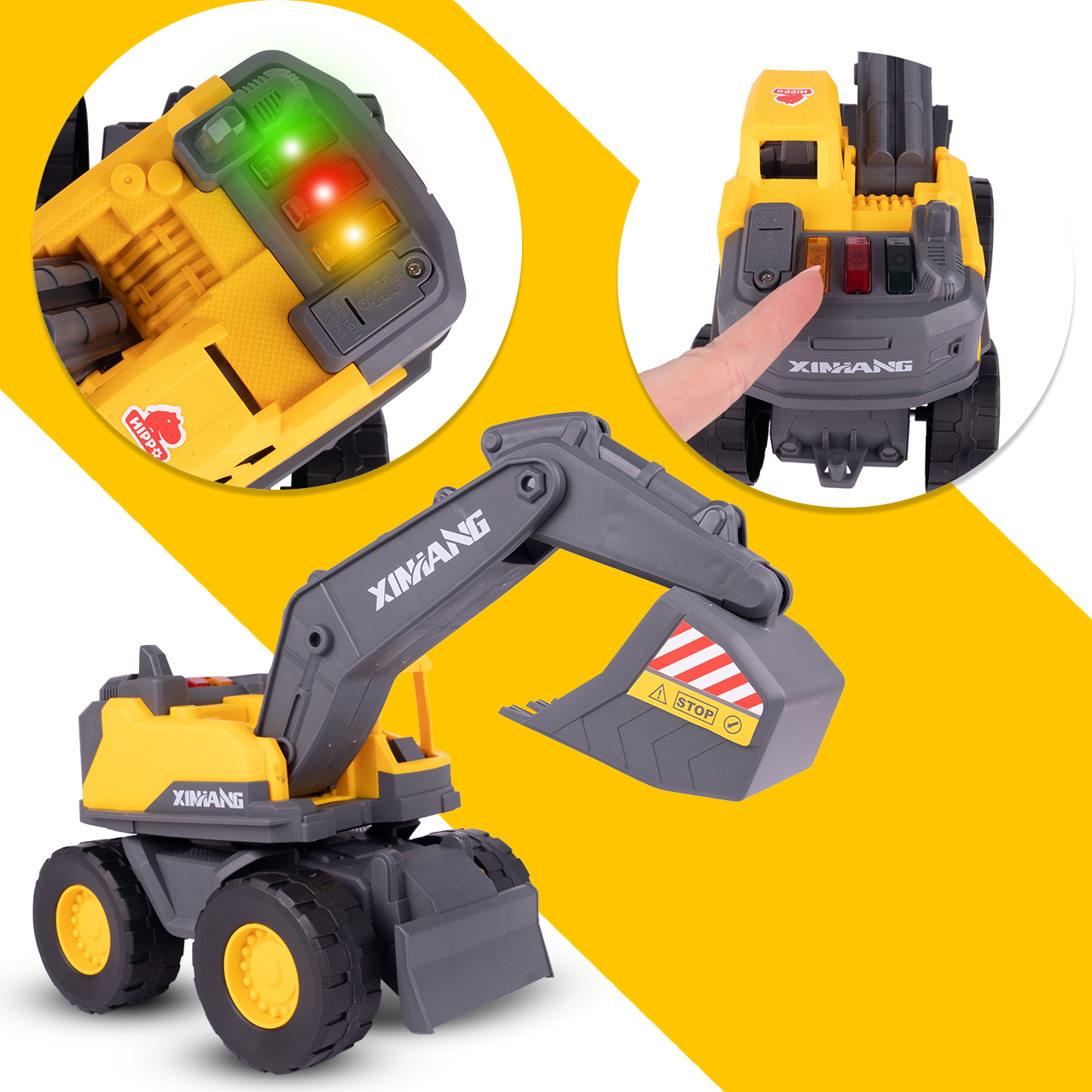 KOPARKA SPYCHACZ AUTO BUDOWLANE Z NAPĘDEM ŚWIATŁO DŹWIĘK DLA DZIECI Baterie 3xLR44