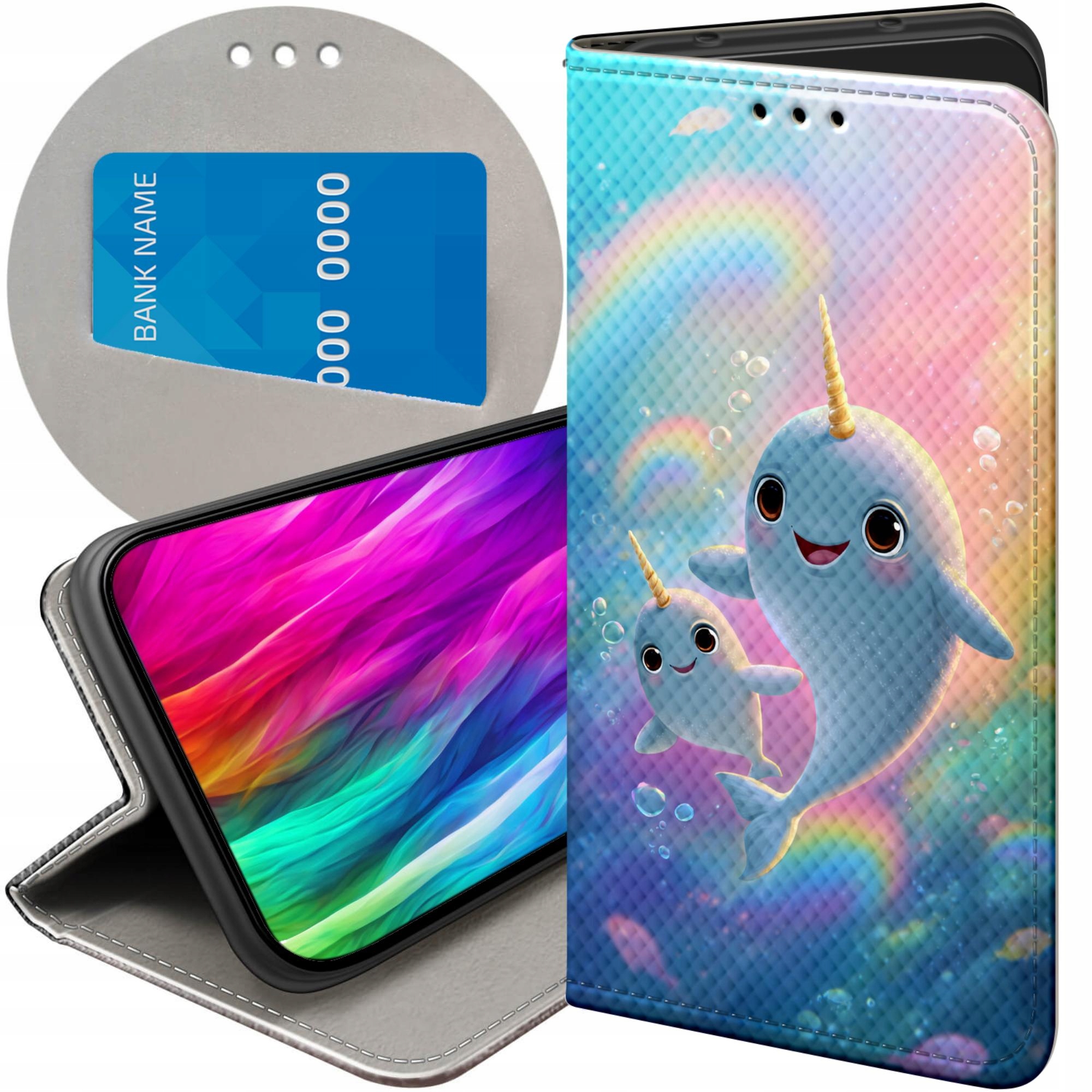 Etui Z Klapką Do Motorola Moto G14 Narwal Bajki Morskie Zwierzęta
