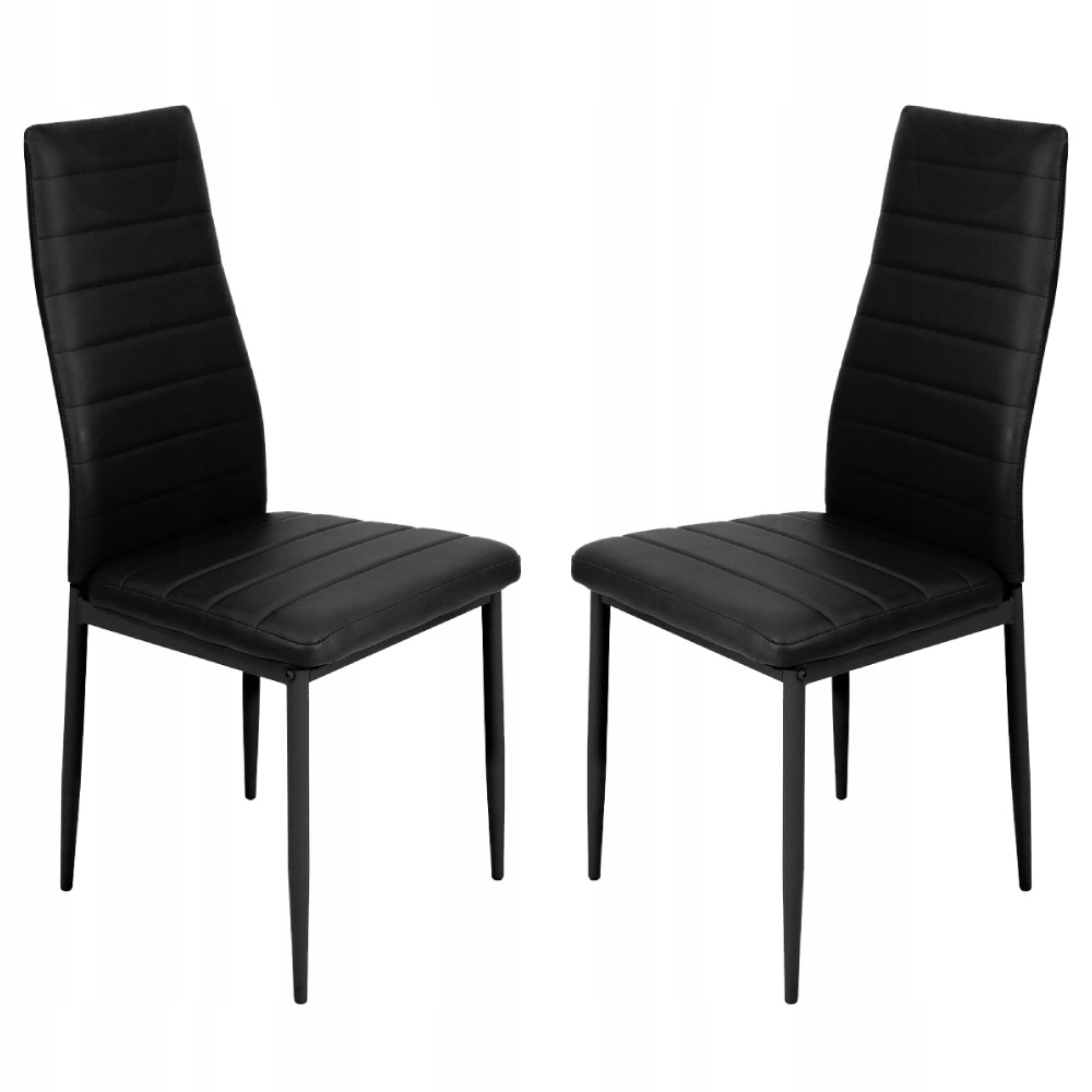 2 x Krzesło Czarne Ekoskóra Tapicerowane Salon Jadalnia Vito