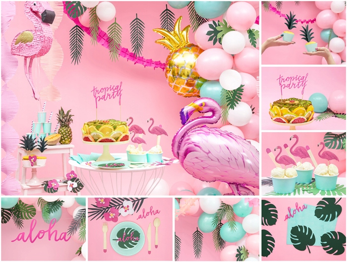 Słomki papierowe żółte w paski urodziny ALOHA x10 Marka inny