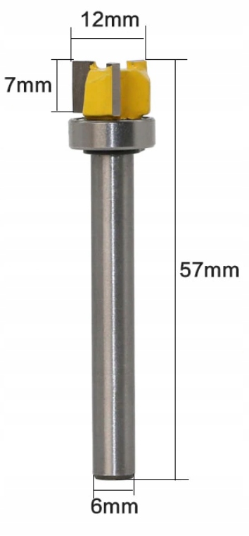 Frez prosty z łożyskiem 12x7 Trzpień 6mm 3-ostrza