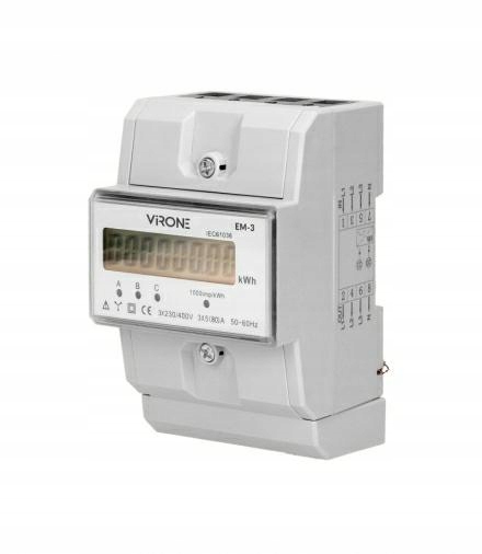 Orno 3-fázový elektroměr, 80A, MID, 3 moduly, Din TH-35 mm