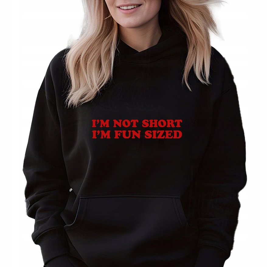 Mikina Černá Kapuce jako Dárek k narozeninám Not Short I'M Fun Sized S