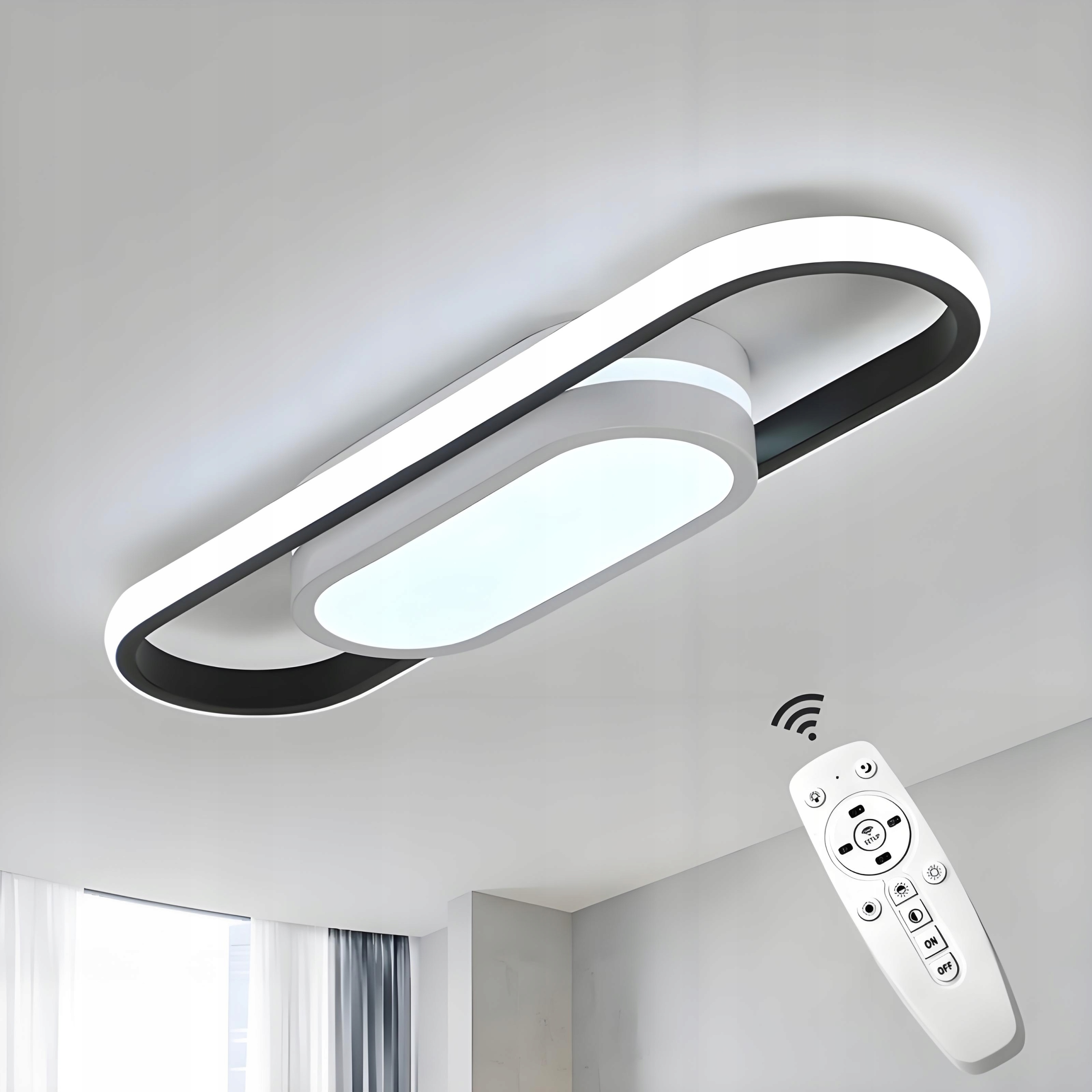 Lampa Led Sufitowa Plafon Czarna Nowoczesna Żyrandol Do Salonu 3000K~6500K