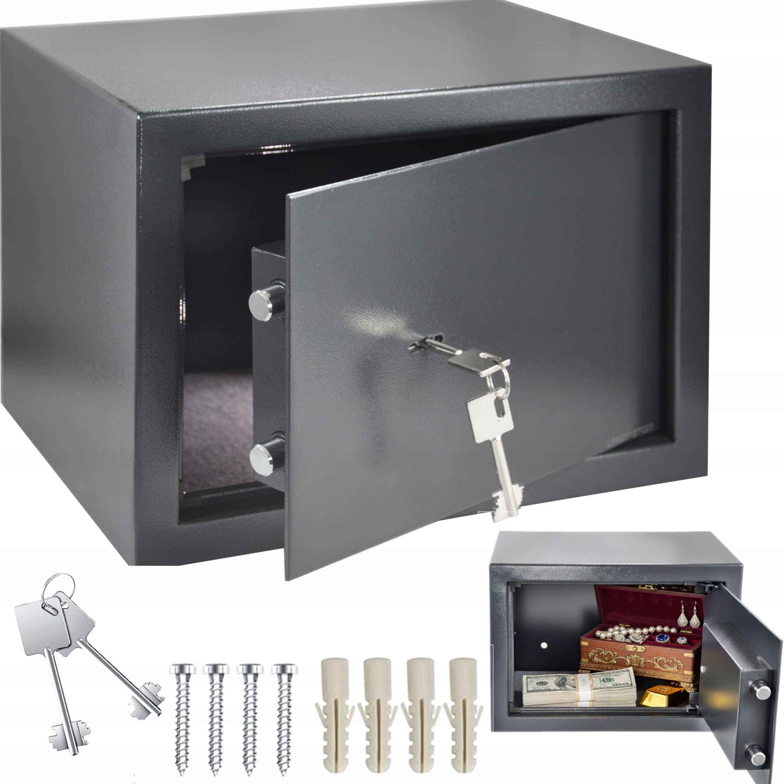 Sejf Domowy Biurowy Kasa Pancerna Z Zamkiem Kluczowym Na Pieniądze