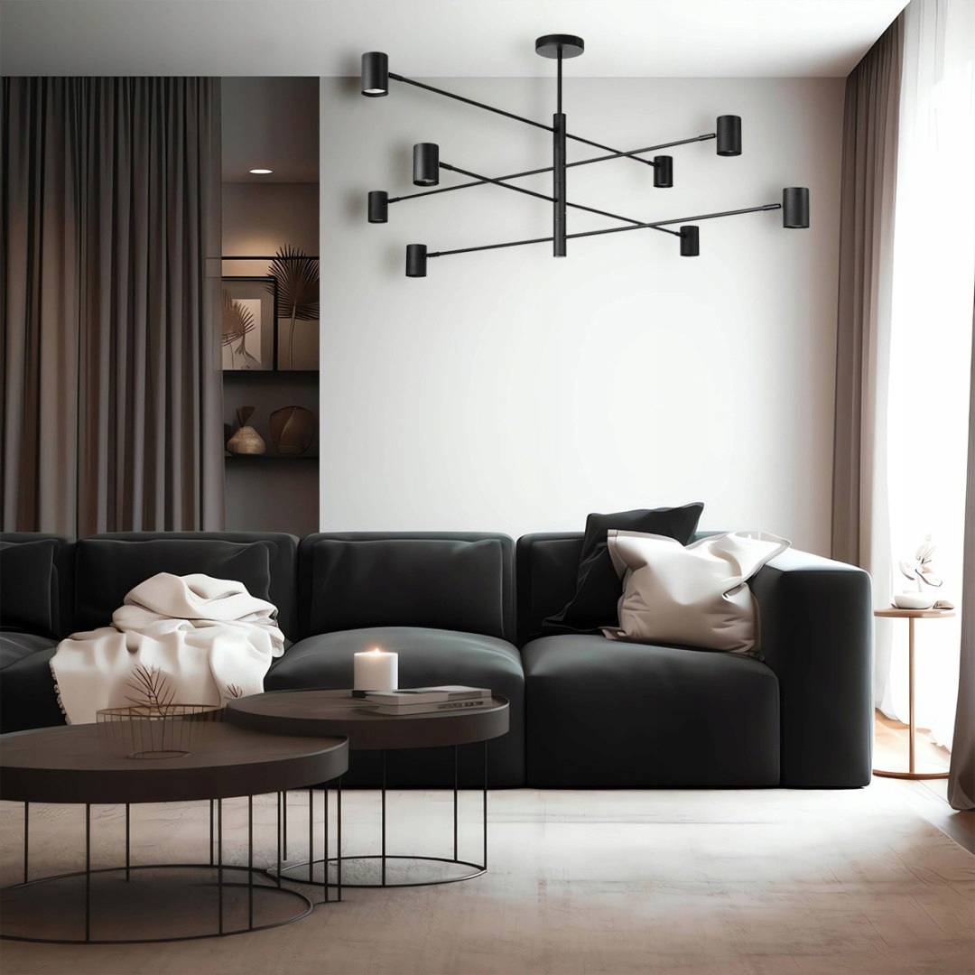 Light Prestige Lampa wisząca Snow 8 czarna 8xGU10