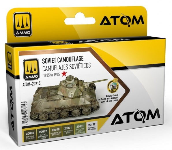 Ammo Mig 20715 Atom 1935-45 Sada sovětských kamuflážních barev sada barev 6x20ml