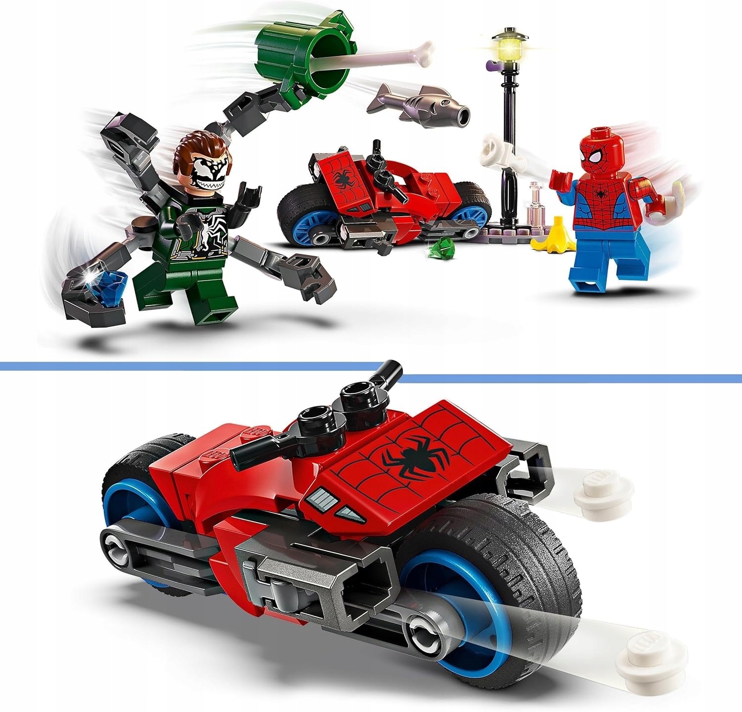 LEGO MARVEL 76275 POŚCIG NA MOTOCYKLU SPIDER MAN VS DOC OCK Płeć chłopcy dziewczynki