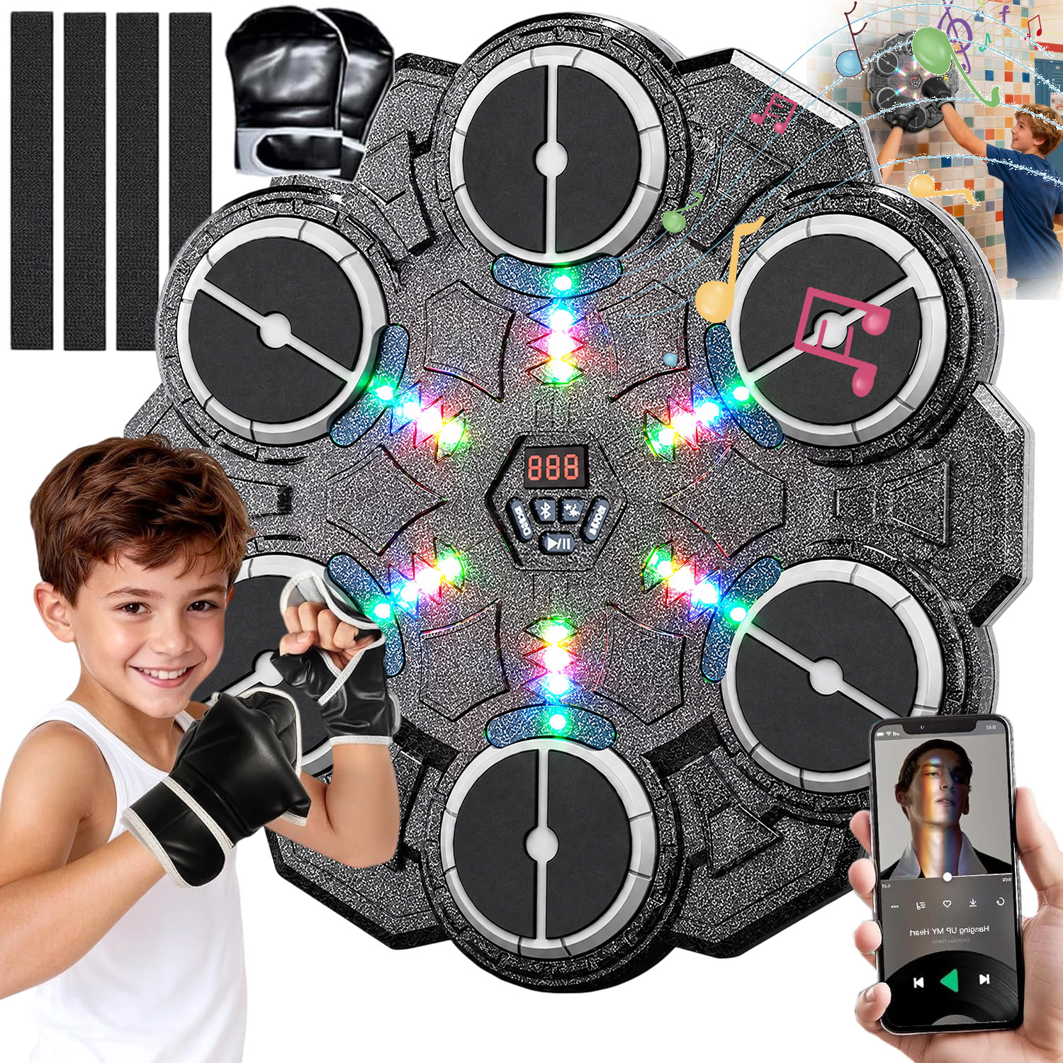 Music Boxing Machine Boxovací Stěna Hudební Štít Bluetooth Rukavice