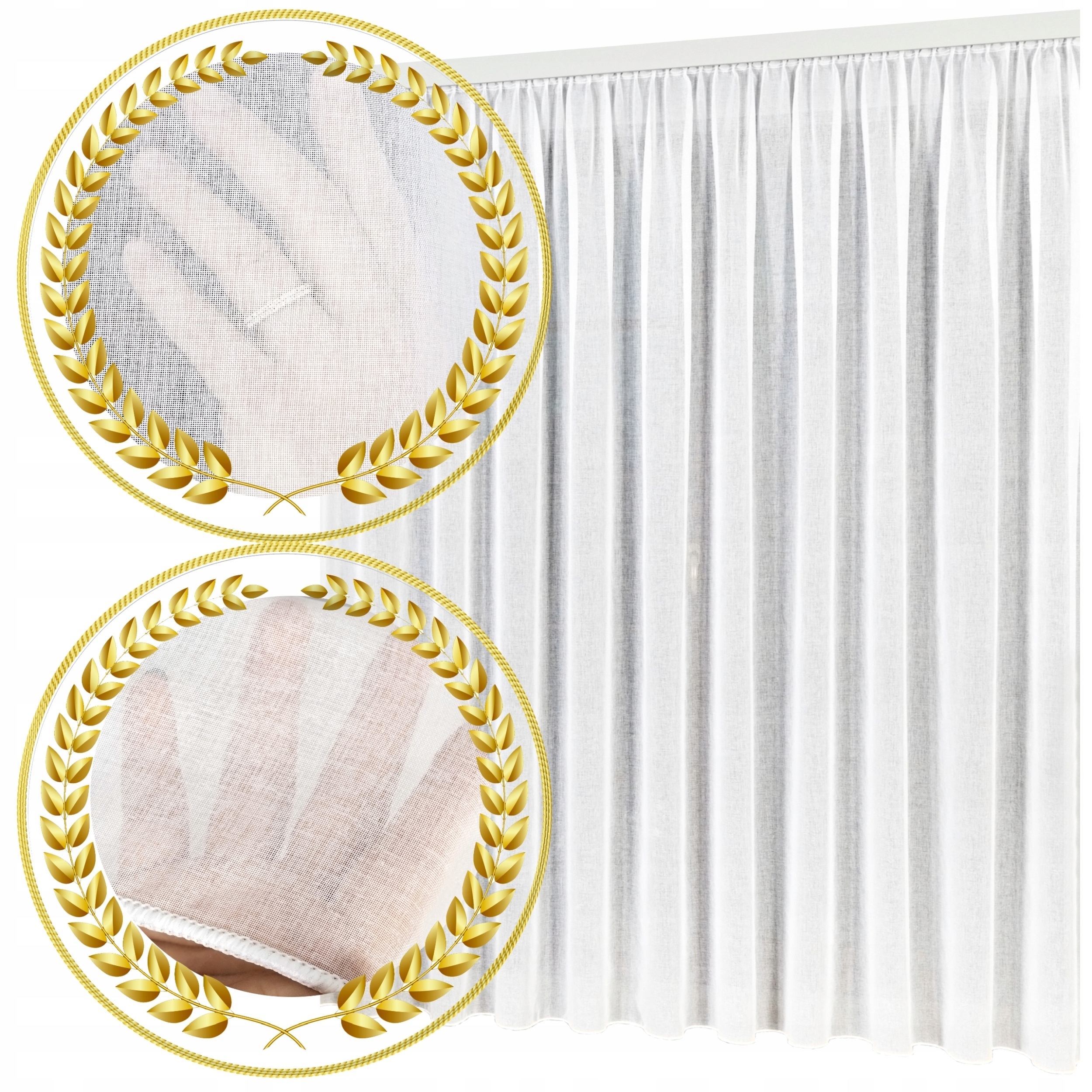 FIRANA GOTOWA BIAŁA ETAMINA NA TAŚMIE Z OŁOWIANKĄ DO SALONU 400x240