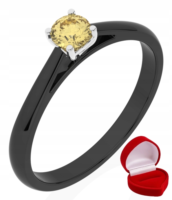 Zlatý Prstýnek 585 14k Safír 0,19 ct Černé Zlato R29