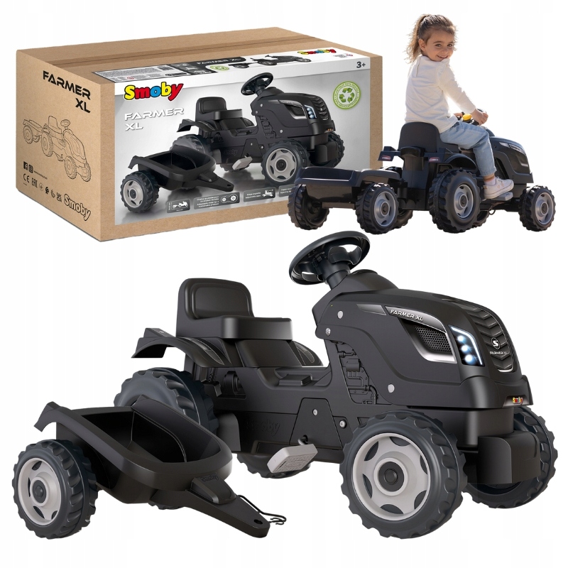 Traktor Dla Dzieci XL Pojazd Na Pedały Z Przyczepką Duże Autko Smoby 3+
