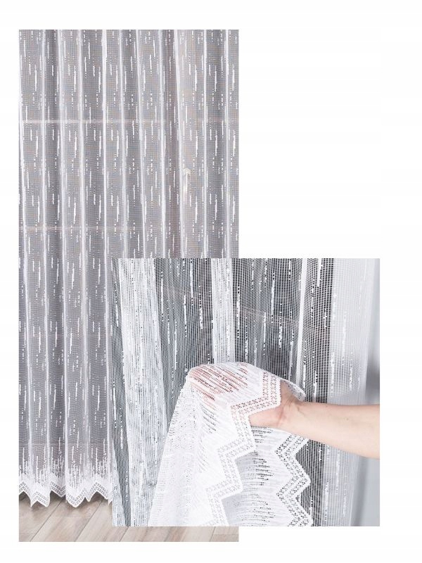 Záclony do obývacího pokoje Záclona Žakard Silný splétaný materiál Lehká bílá s páskou š.400x230