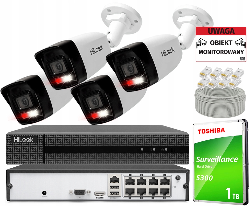 Sada Ip monitorovania pre rozšírenie 4 kamier 4Mpx Ir/led rekordér 8CH PoE