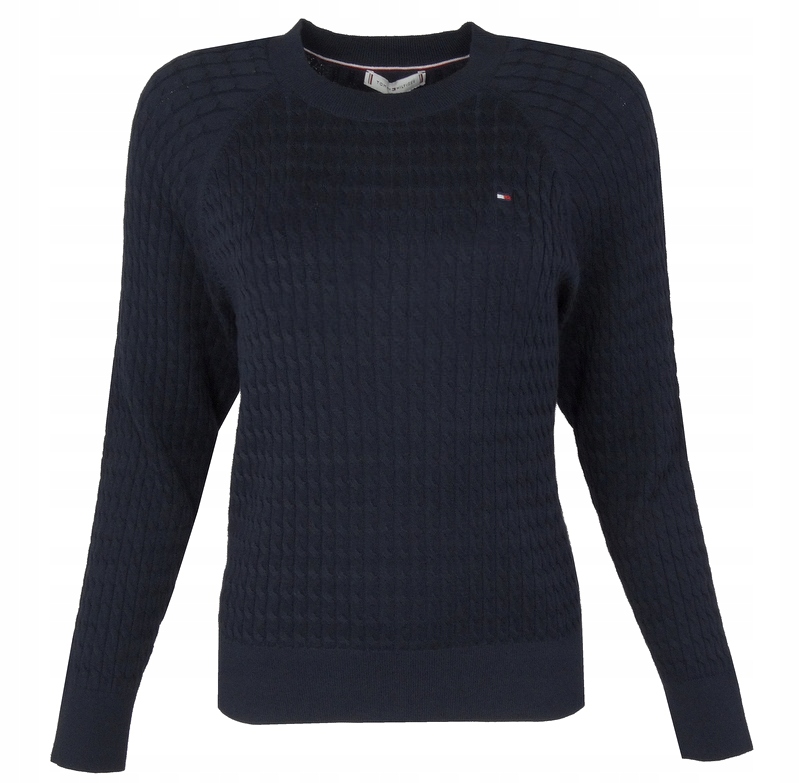 Tommy Hilfiger dámský svetr, bavlněný, copánkový, tmavě modrý, L