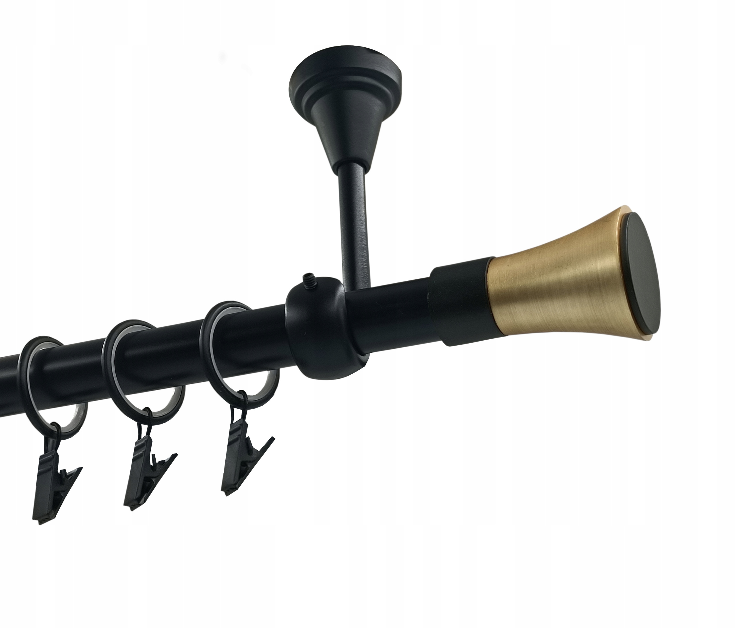 Jednoduchá garnýž Kovový Strop 19 mm Černý Mat 160 cm Trapez Black&gold