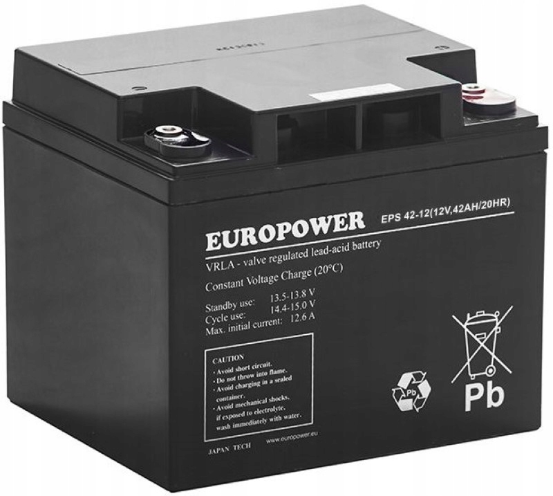 EPS42-12 12V 42AH MOCNY AKUMULATOR AGM BUFOROWY DO WINDY MONITORINGU WÓZKA