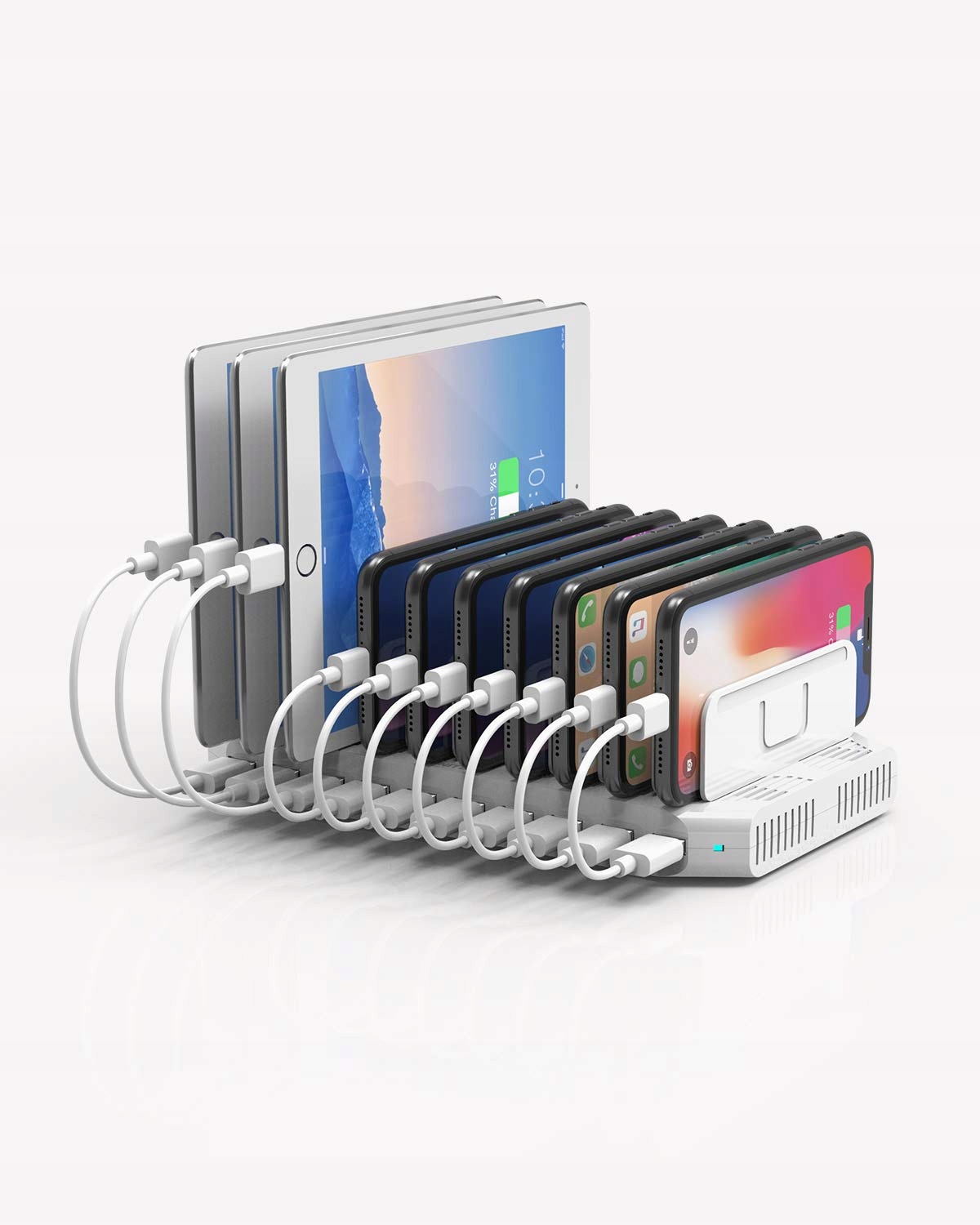 UNITEK Stacja Ładowania USB 96W 10 Portów Smart IC Dla Tabletów i Urządzeń — miniatura 7