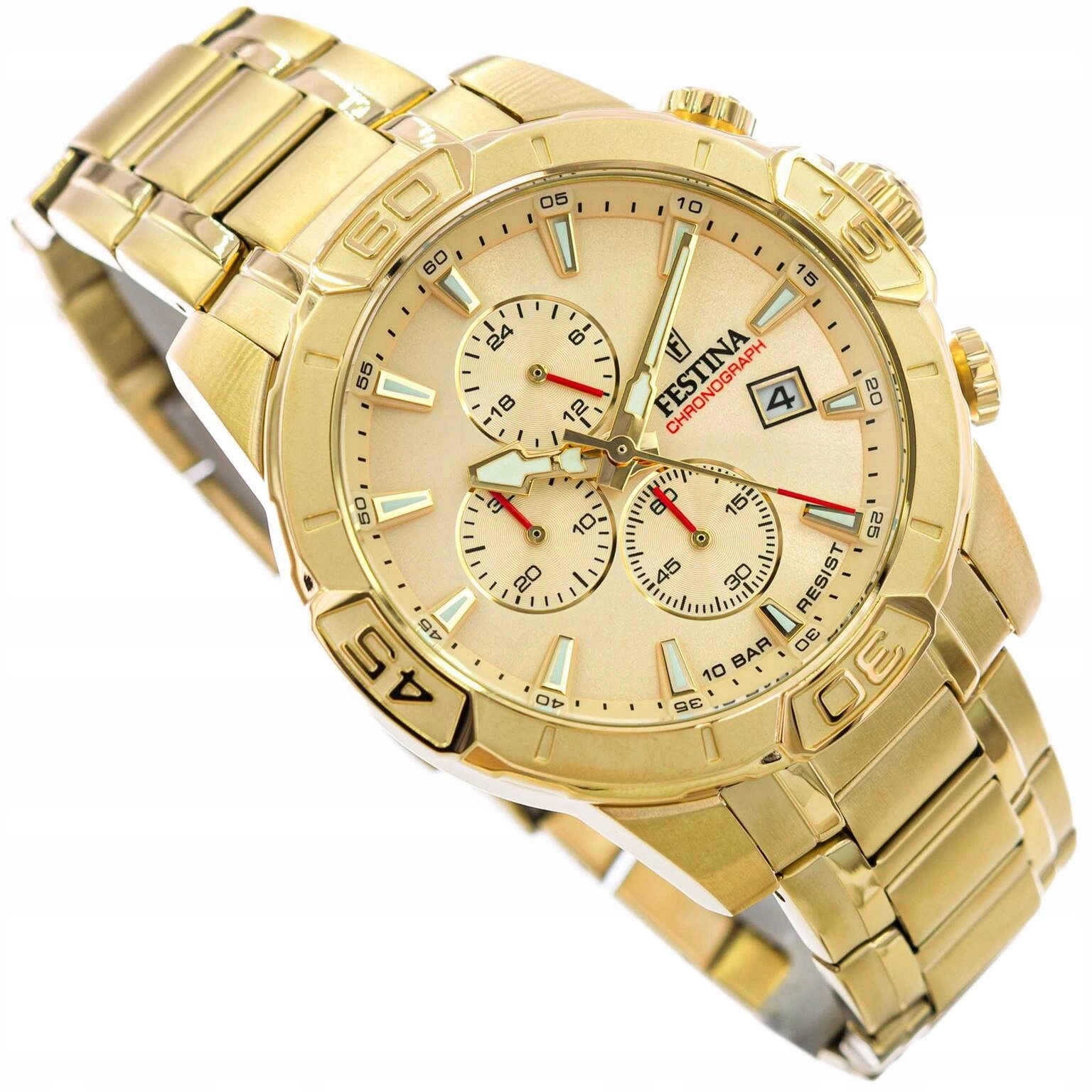 Pánské Hodinky Festina F20705/2 Timeless Chronograph Zlaté Na Náramku