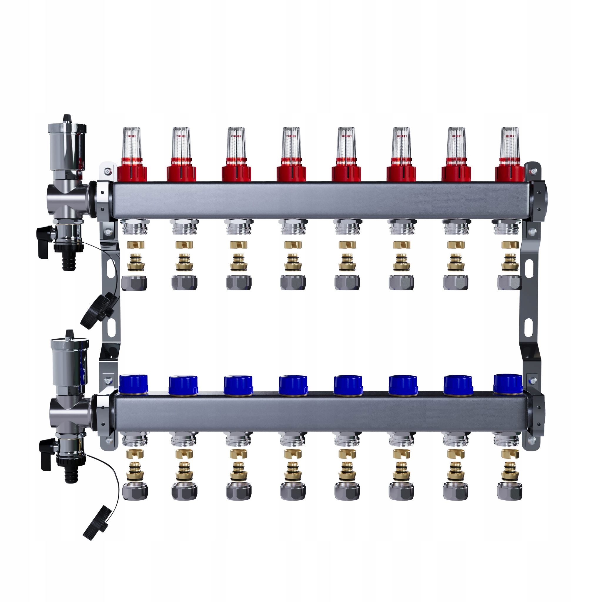Rozdělovač pro podlahu 8 okruhů nerezový pro podlahové vytápění+PEX