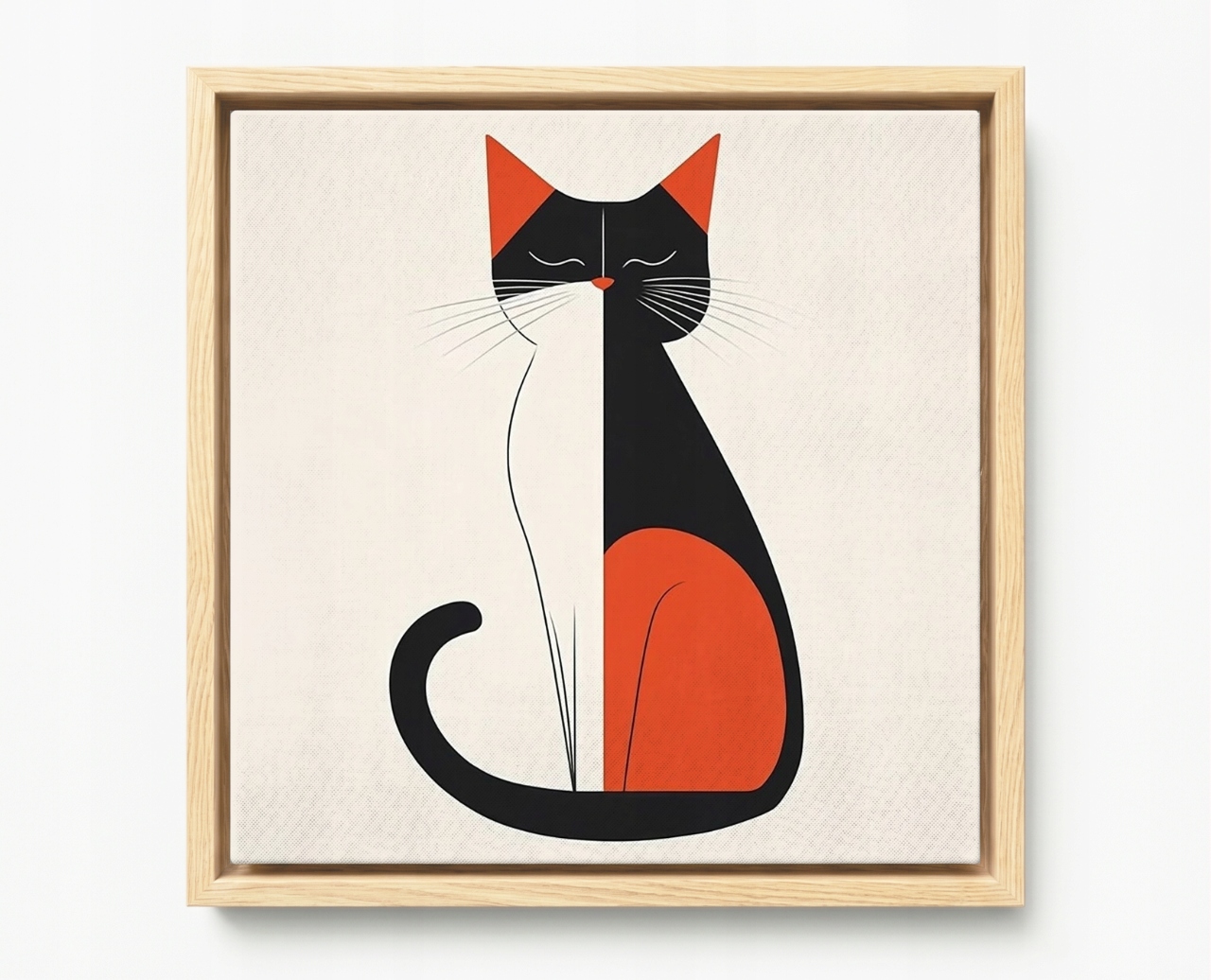 Obraz Rám Americký Box Grafika Portrét Kočka Kresba Vintage Retro 50x50