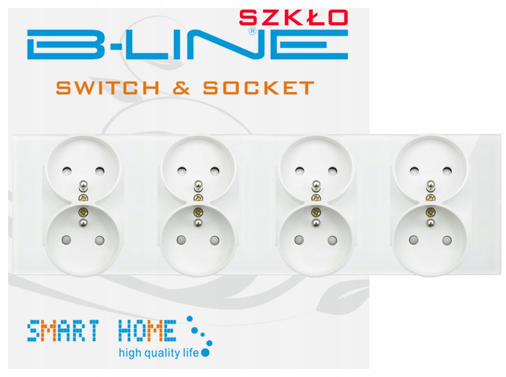 Skleněná Zásuvka Elektrická S Kolíkem Čtyřnásobné Sklo X4 B-line