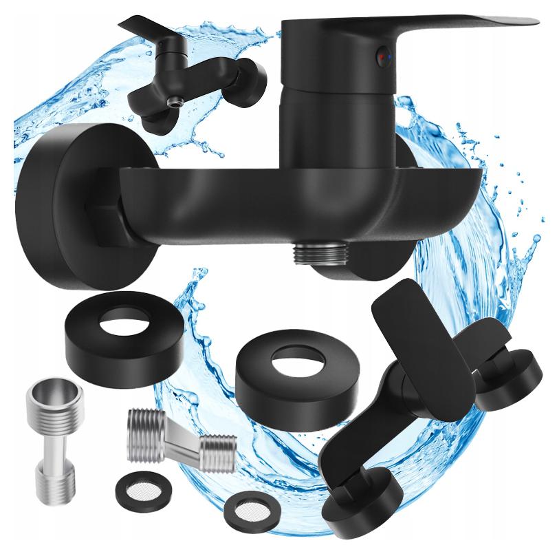 Nástěnná sprchová baterie baterie černá Vito do koupelny