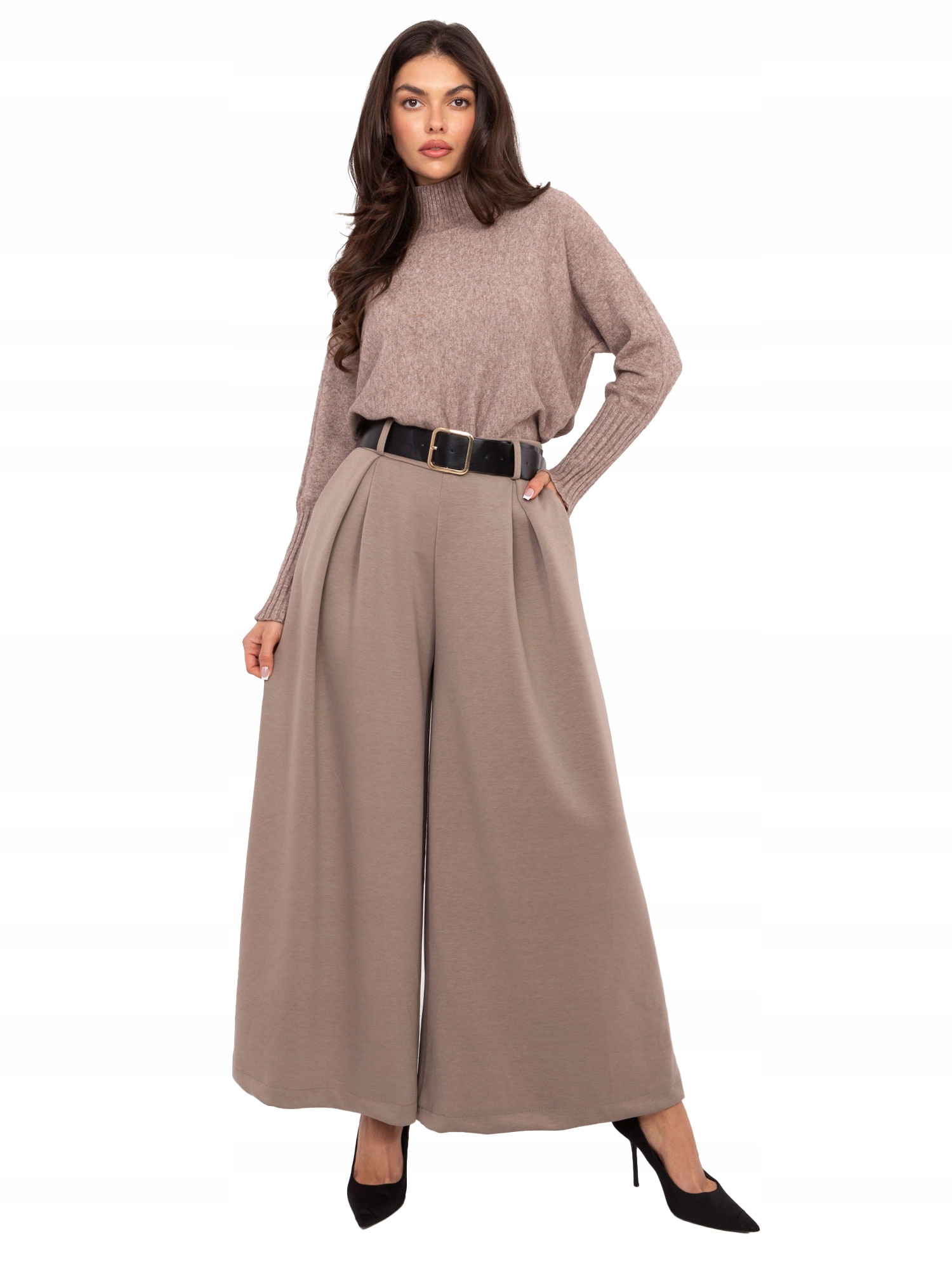 Spodnie Damskie Szerokie Palazzo z kieszeniami