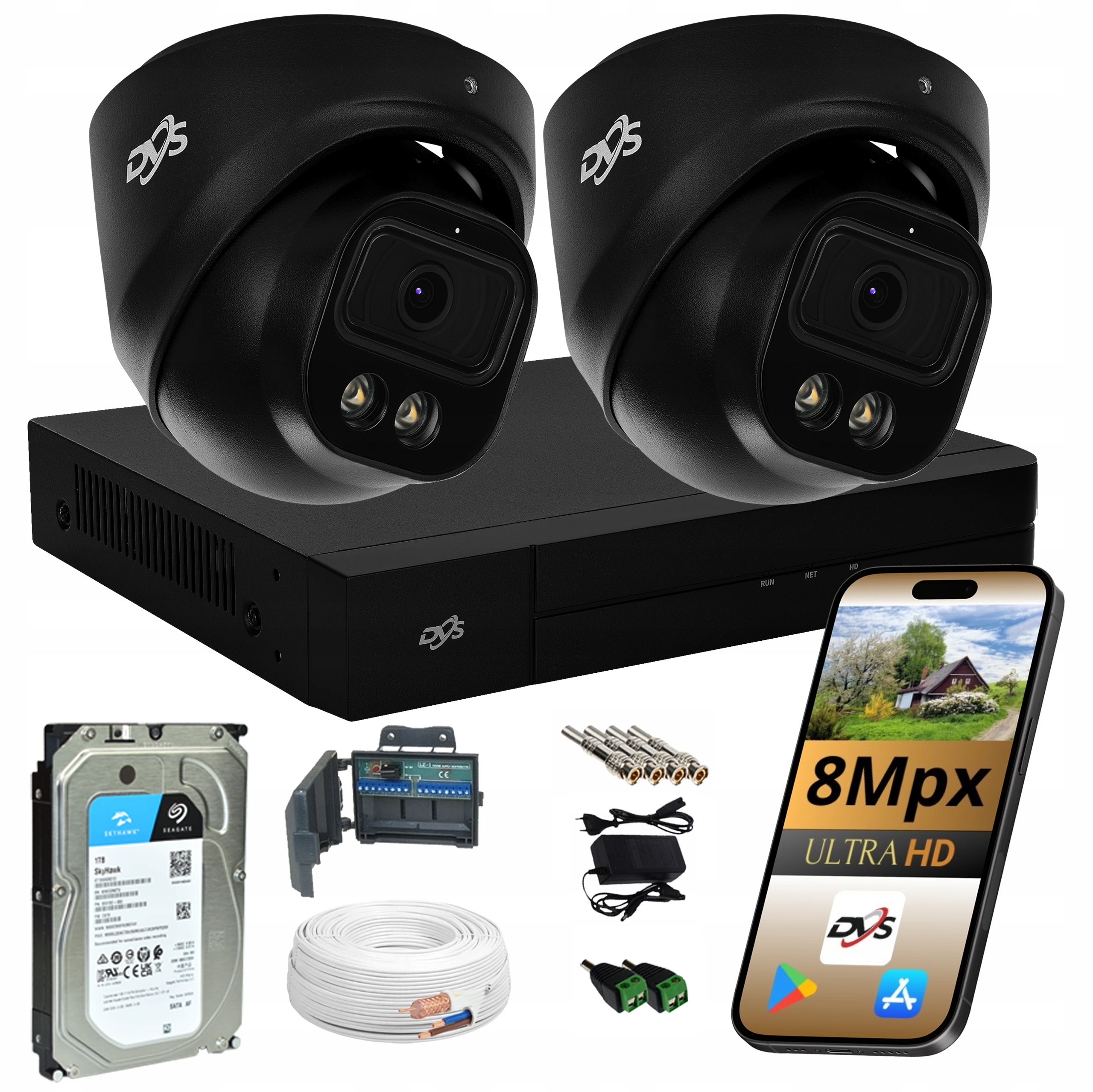 Venkovní Sada 2 Kamer Pro Analogové Monitorování 8Mpx Dual Light Disk 1TB