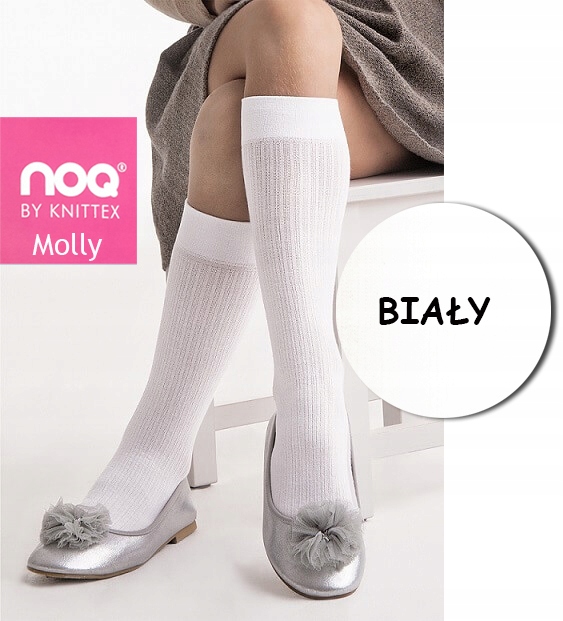 

knittex Molly podkolanówki Prążek białe 24-34