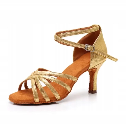Buty Do Tańca Damskie R 38 Latino 24,5 CM Złote 385