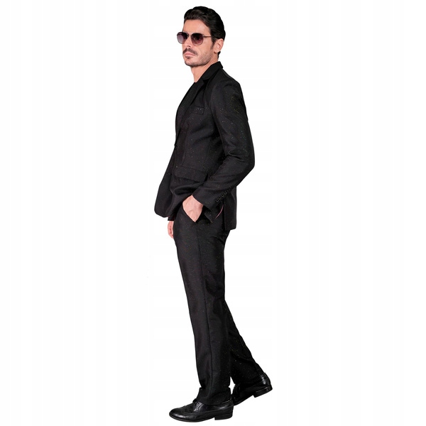 Pánský Oblek Černý Lesklý Silvestr Karneval Zábava S