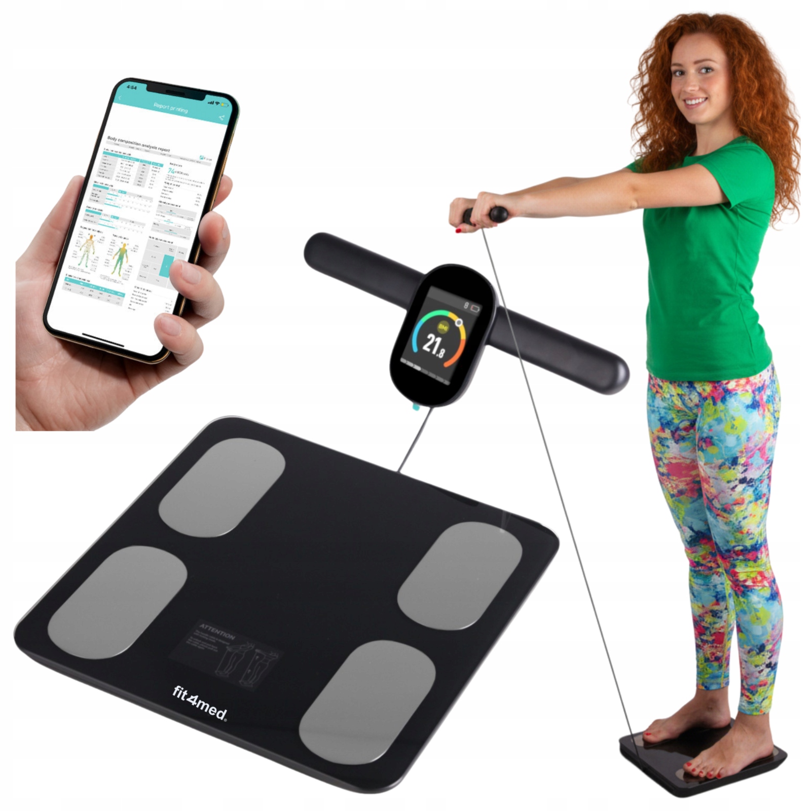 Inteligentní analytická Bluetooth koupelnová váha do 180 kg elektronická