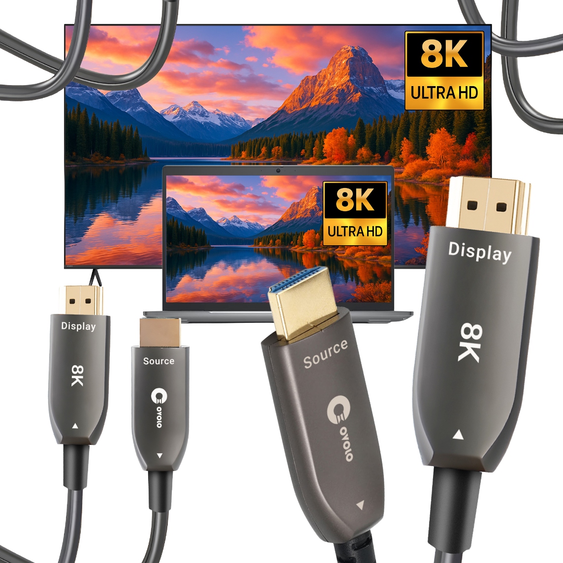Kabel Hdmi 2.1 Ultra High Speed Aoc 10 m 8K@60 Hz 4K@120 Hz 48 Gbps Ovolo