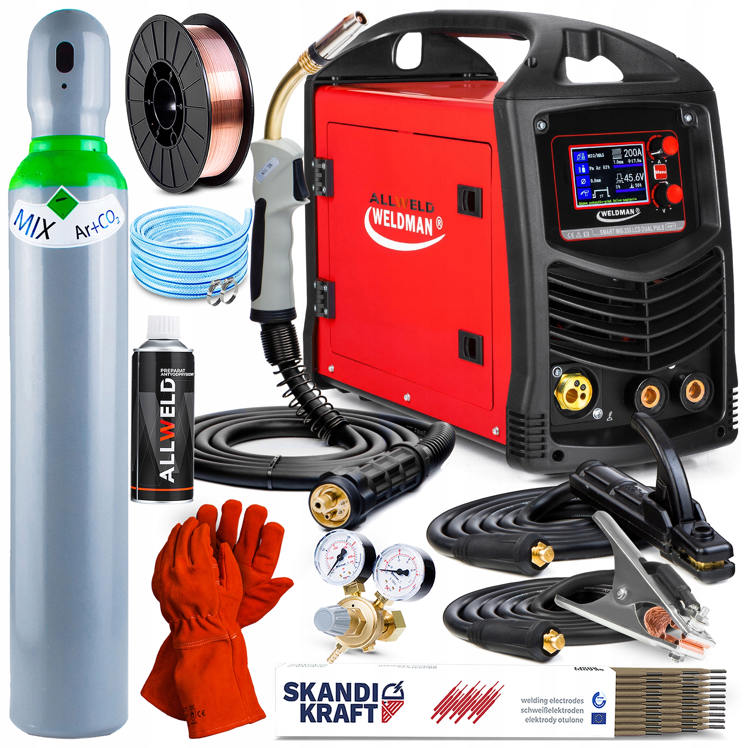 Svařovací Stroj Migomat Weldman Mig 235 LCD Dual Puls Igbt Aluminium Mma Tig 200A