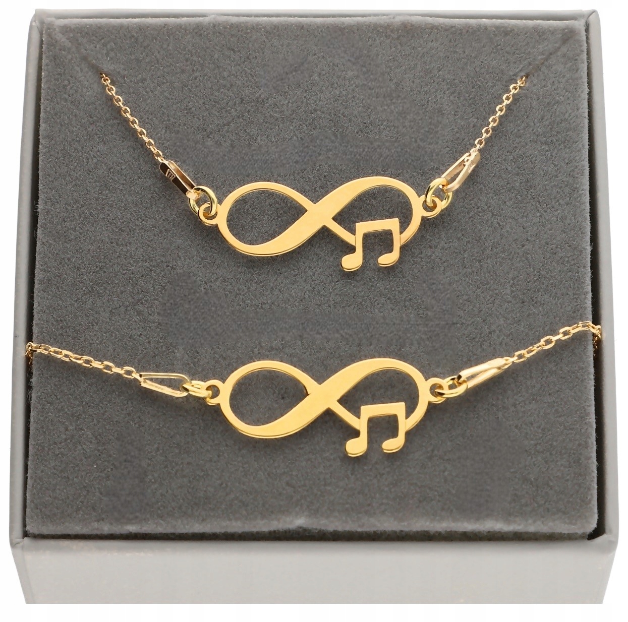 Zlatý komplet šperků nekonečno nota Gravírování Stříbro 925
