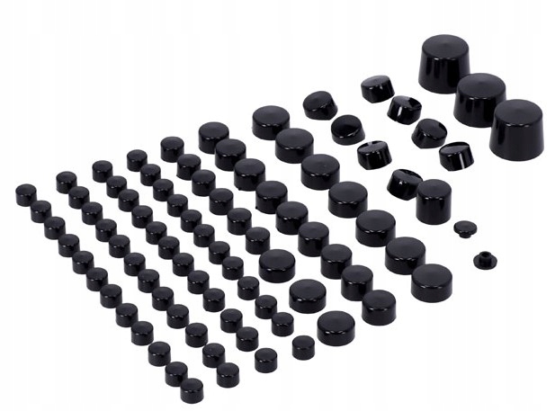 Návleky na skrutky motora, Veľká sada 81ks, Čierne Harley 07-17 Softail