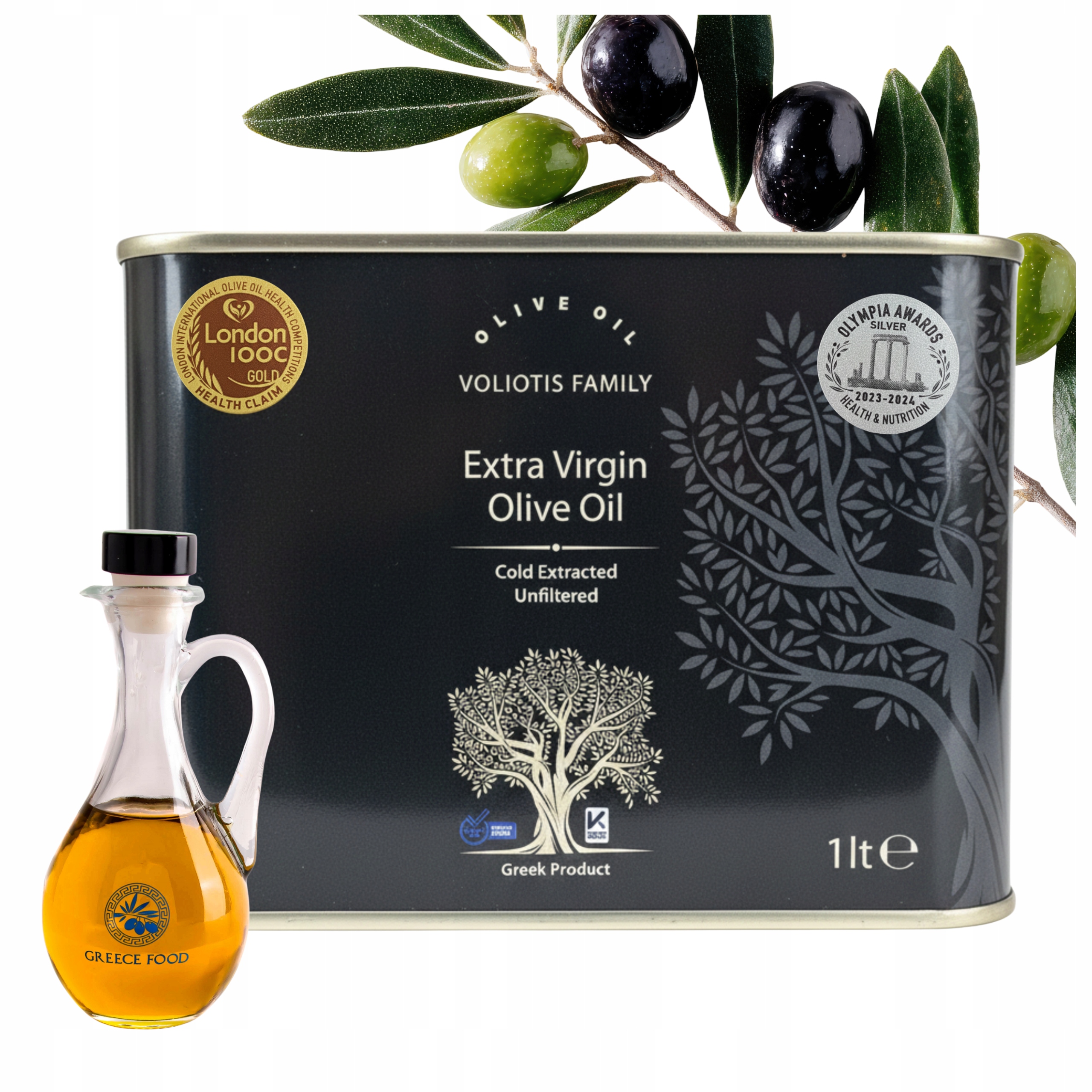 Levně Extra Panenský Olivový Olej 1L Řecký 0,8% Nefiltrovaný Lahvička Bonus