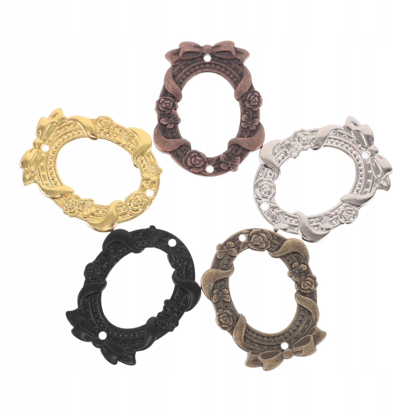 5 SZT. OZDOBNE MINI RAMKI Z CYNKU W STYLU VINTAGE