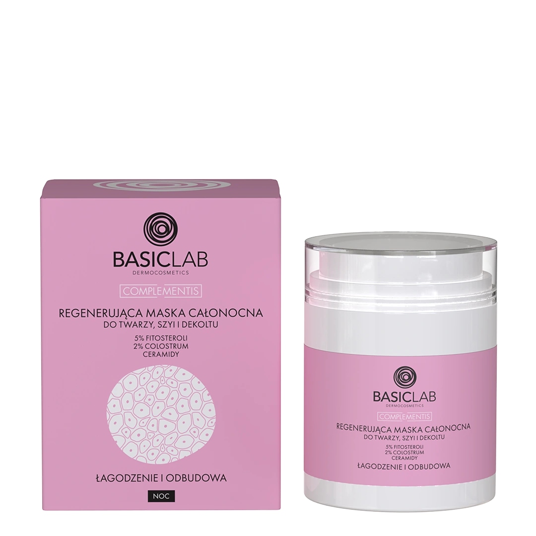 BasicLab Regenerująca maska całonocna do twarzy z ceramidami 50 ml